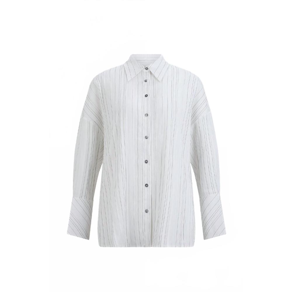 NEW HANA SAN women's voila viscose long sleeve shirt in white